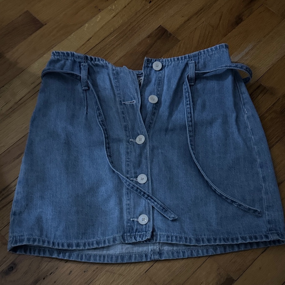 Pacsun button up tie Jean skirt